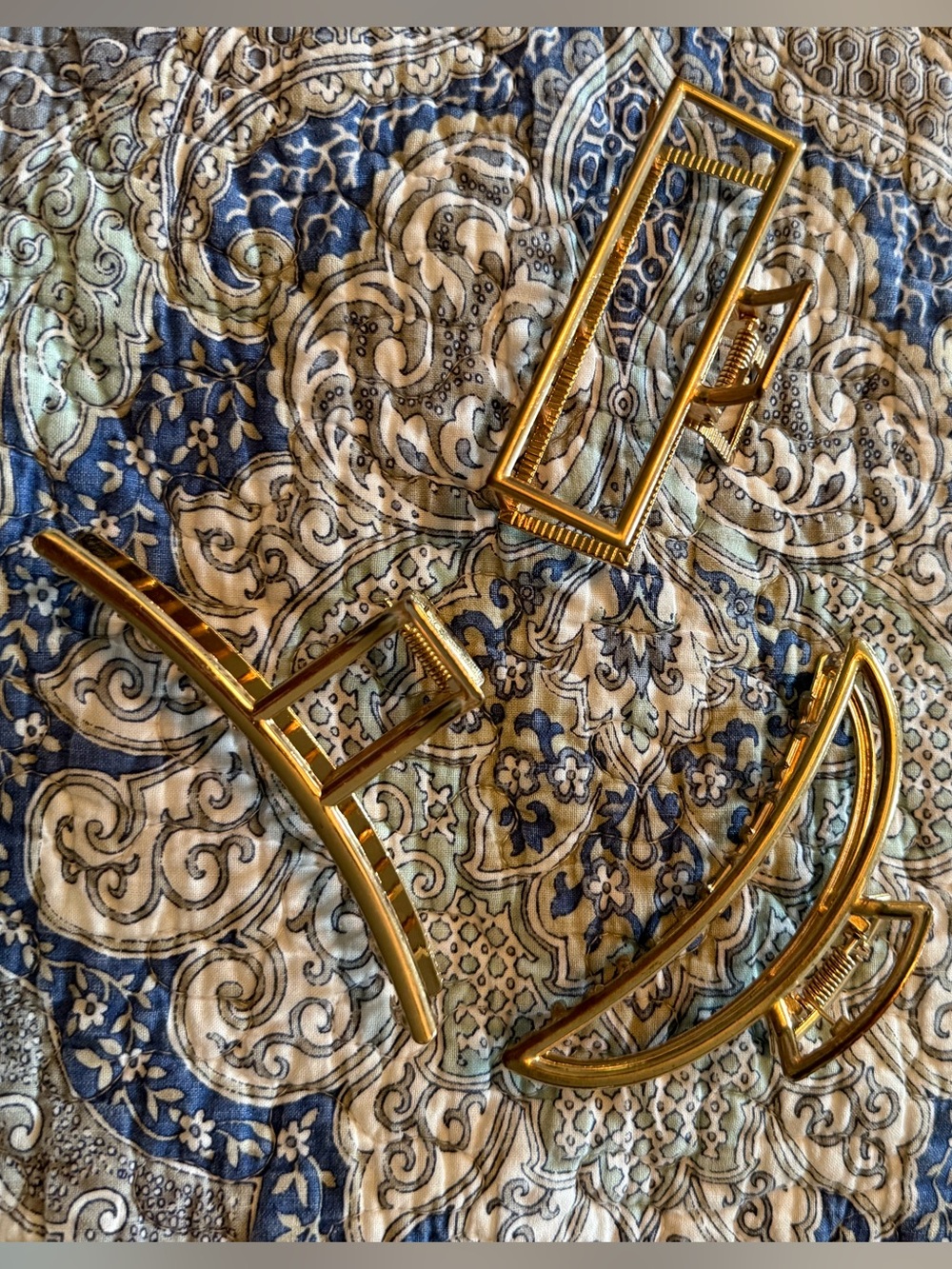 Gold Metal Hair Claw Clips - Set of 3